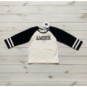 NWT Janie and Jack Amour Top Sport Cream Navy Pink Valentines 18-24 Month